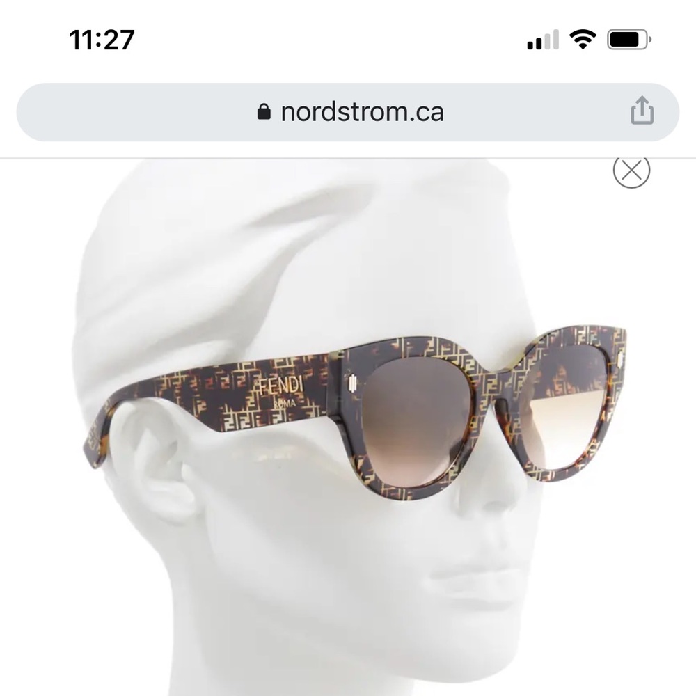 Fendi 53mm Logo Lens Round Sunglasses